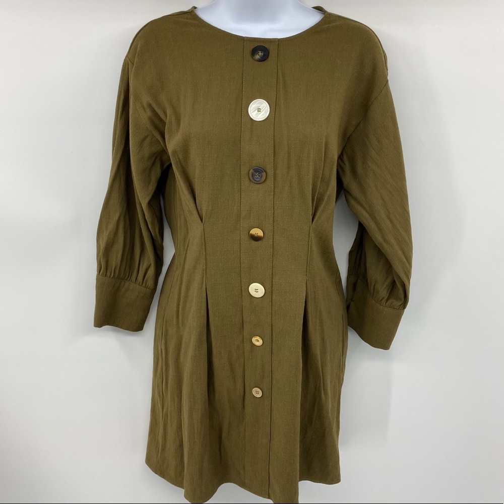 Olive Button-Down Dress